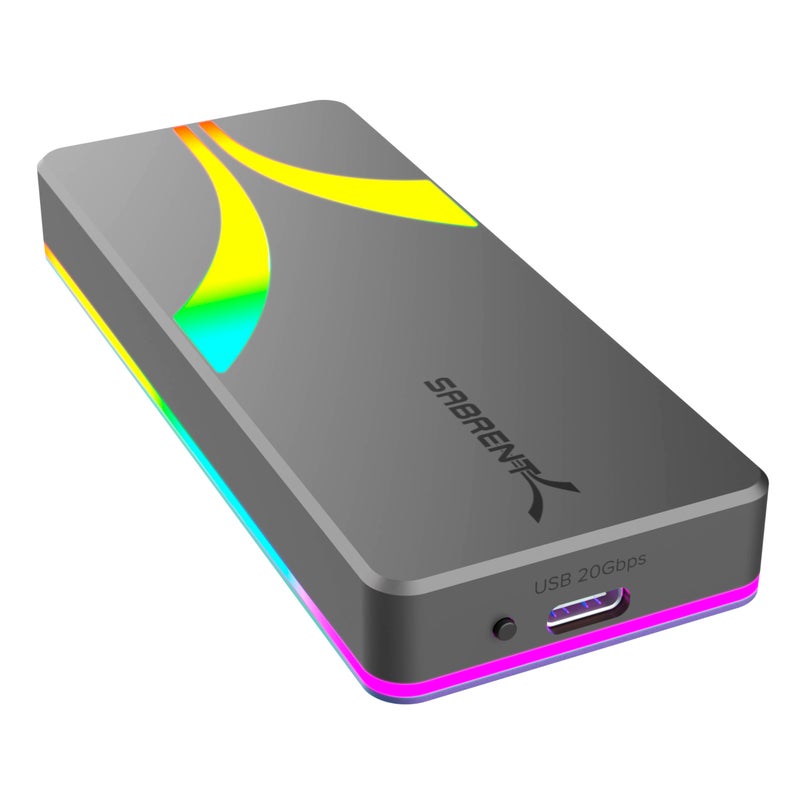 SABRENT Rocket RGB USB C 20Gbps M.2 SATA/NVMe SSD Enclosure (EC-RGBG) - Image 1