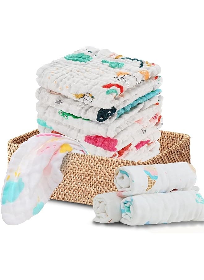 erorex 12 Pack Cotton Baby Washcloths Natural Cotton Burp Cloths Cotton Baby Washcloths 12X12 Medium Size  - Image 1