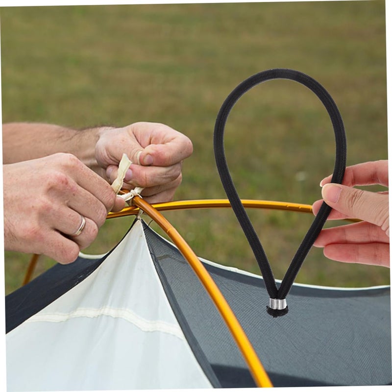 Lurrose 6pcs Black Bungee Cords Heavy Duty Elastic Nylon Straps for Camping Tents Tarps Weatherproof Easy Installation for Outdoor Use and Travel - Image 5