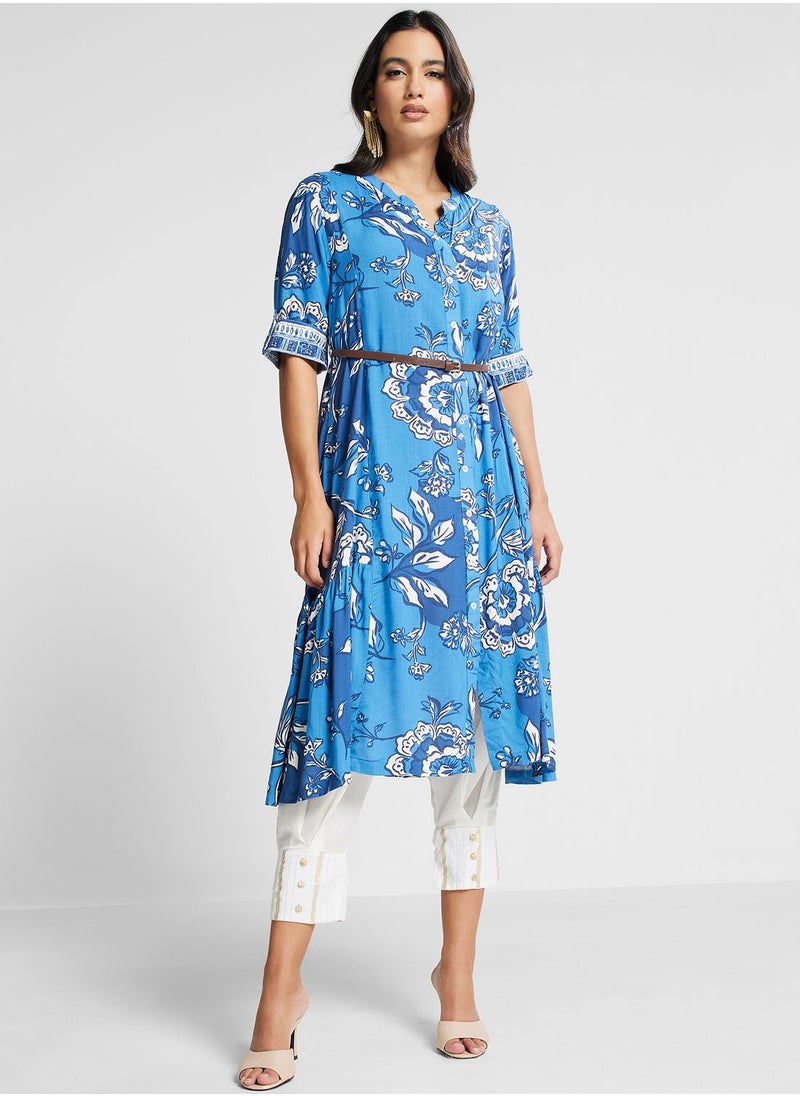 Biba - Floral Print Belted Dress - Image 1