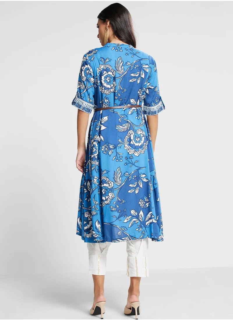 Biba Floral Print Belted Dress