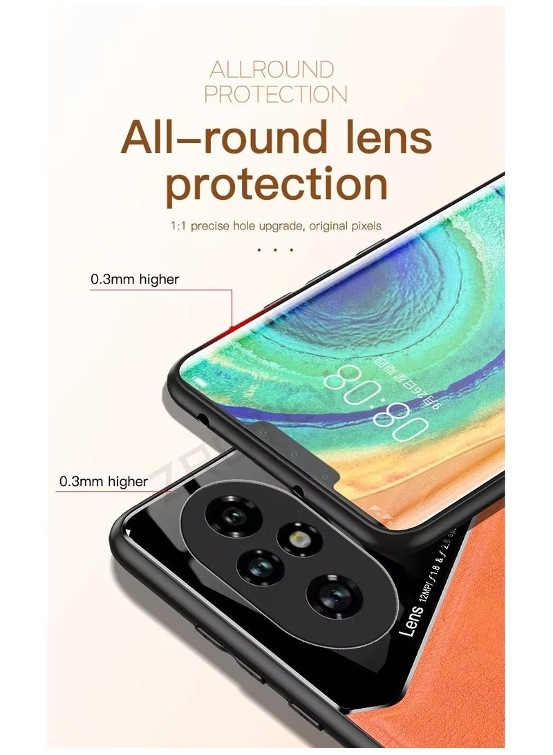 حافظة متوافقة مع هاتف Honor 200 Pro 5G، غطاء جلدي وزجاجي فاخر مع حامل مغناطيسي للسيارة وغطاء هاتف إطار ناعم من السيليكون - أسود - Image 5