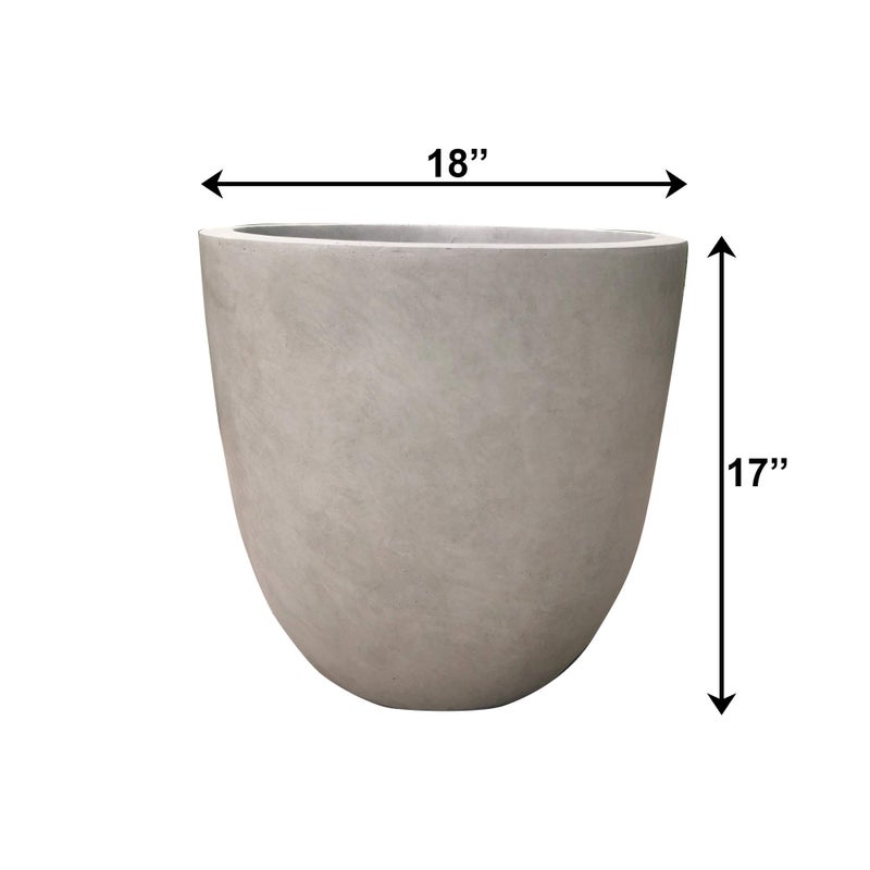Kante 18 Inch Dia Round Concrete Planter, Indoor Outdoor Large Plant Pot with Drainage Hole and Rubber Plug for Home Patio Garden, Weathered Concrete - Image 3