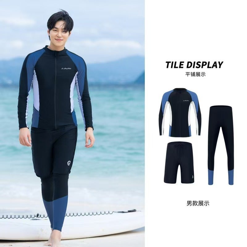 Xi Mei Hui Couple Diving Suit, Women's One-Piece, Men's Long Pants, Quick-Dry Sun Protection Swimsuit for Snorkeling and Surfing - Image 1