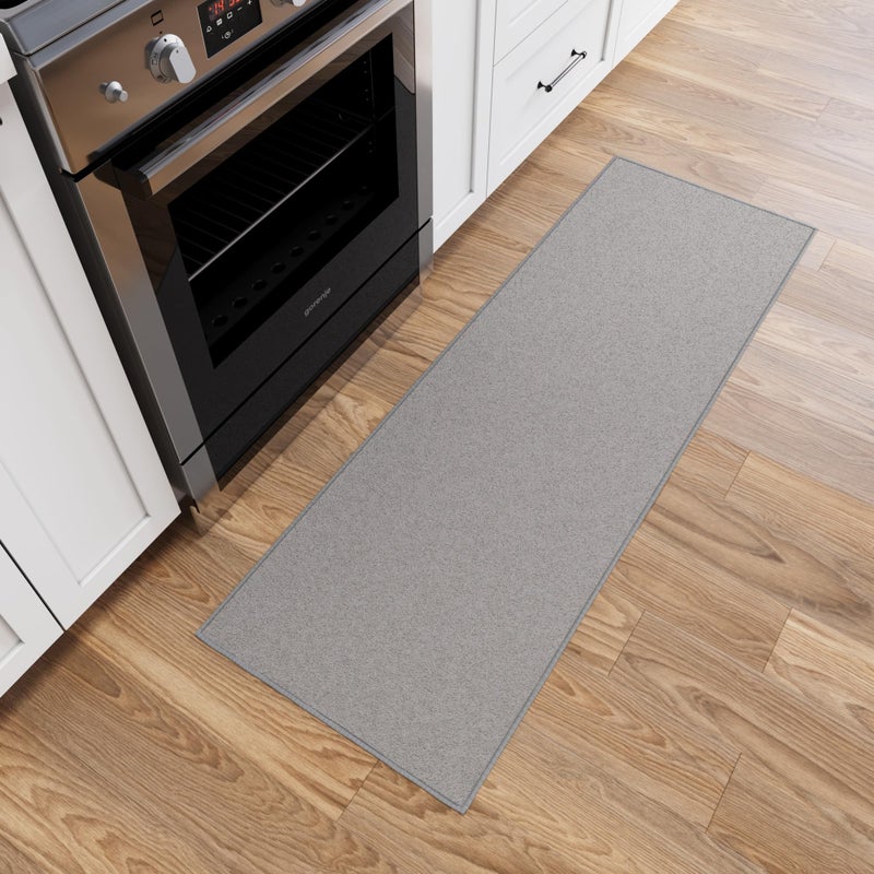 Ottomanson Hallway Runner Rug 22 x 6 Non Slip Solid Area Rugs Easy to Clean Laundry Rug Runner Durable Pet Friendly Floor Carpet Runners for Hallways Entryway Living Room Kitchen Gray