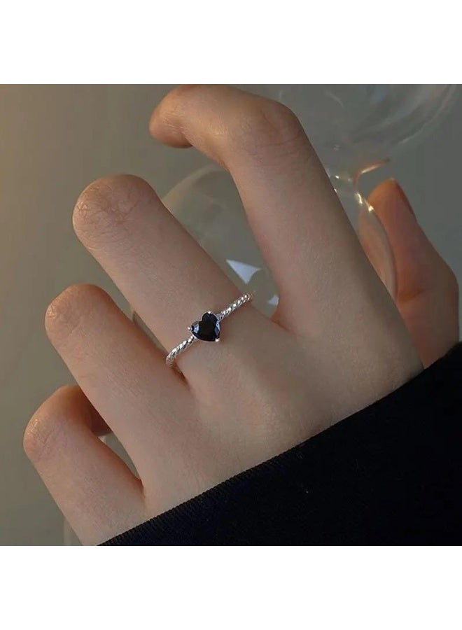 سيمهو خاتم نسائي بتصميم بسيط على شكل قلب، خاتم مفتوح الفم، خواتم قابلة للتعديل، إكسسوارات هدايا للصديقات