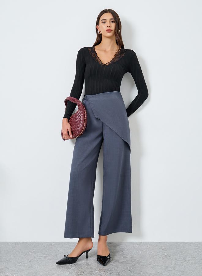 Take Two Black Lace Trim Long Sleeve Top - Image 4