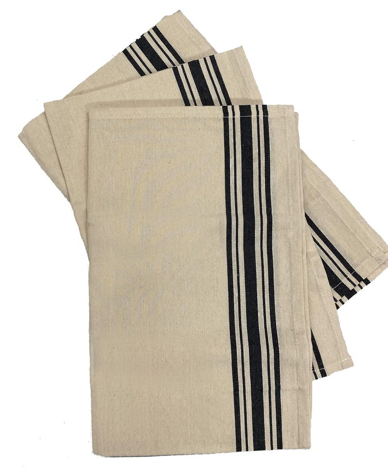 Aunt Marthas 18x28 Black Striped Dish Towels Pkg of 3