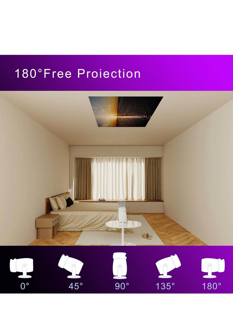 B NEW - Mini Projector Auto Keystone, 4k Projector 1080P, Projector with Wifi 6 and Bluetooth 5.0, Portable Projector 290 ANSI 180 Degree Rotation, Screen Adjust, Android 12 and 4000+ Authorized App, For Iphone, home theater, Tv player, Laptop - Image 1