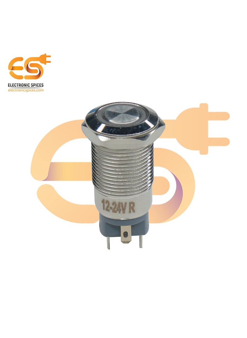 Electronic Spices 12 mm 1224V Ring Light Self Locking Push Button Metal Switch with Red Indicator