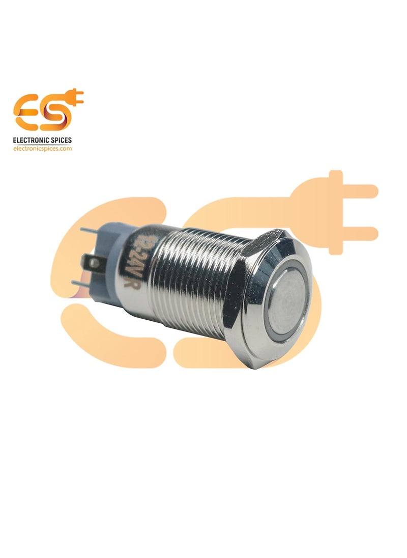 Electronic Spices 12 mm 1224V Ring Light Self Locking Push Button Metal Switch with Red Indicator