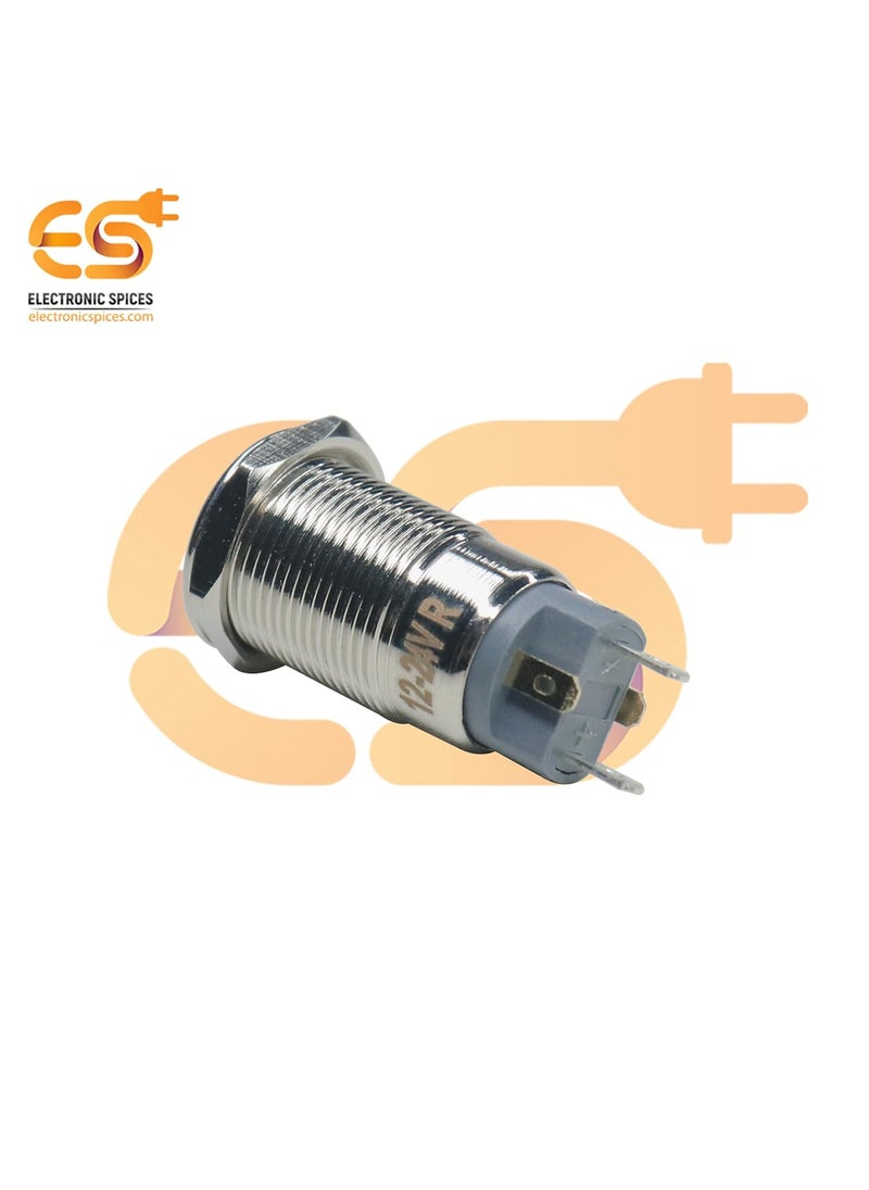 Electronic Spices 12 mm 1224V Ring Light Self Locking Push Button Metal Switch with Red Indicator