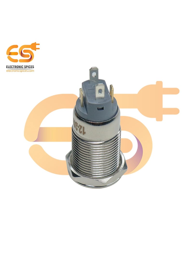 Electronic Spices 12 mm 1224V Ring Light Self Locking Push Button Metal Switch with Red Indicator