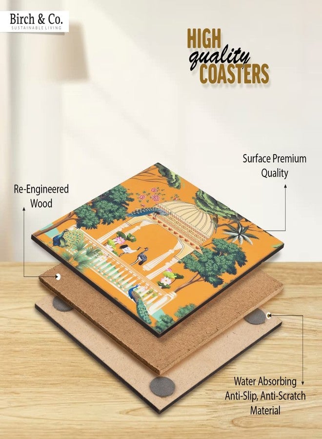 Birch & Co. Leather Coasters - Tea Coaster - Dining Table Decor Accessories - Coster Set For Dining Table For Hot Pots - Coasters For Cups Set Of 6 -Durable And Long-Lasting, Premium Finish, Heritage - Image 2