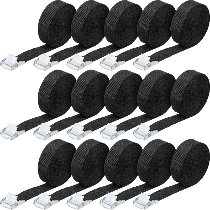 Riakrum 15 Pack 65 Feet Lashing Straps Adjustable Kayaks Tie Down Cam Buckle Straps with Buckles up to 250lbs for Cargo Luggage Motorcycles Truck Car Roof Rack Sup SurfboardBlack - Image 2