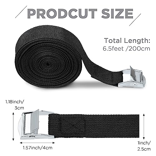 Riakrum 15 Pack 65 Feet Lashing Straps Adjustable Kayaks Tie Down Cam Buckle Straps with Buckles up to 250lbs for Cargo Luggage Motorcycles Truck Car Roof Rack Sup SurfboardBlack - Image 3