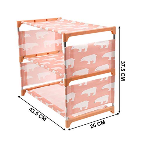 MEZON Non-Woven Shoe Rack Cabinet Organizer Holder 3 Tier Stainless Steel Assemble Shoes Shelf Dustproof Home Organization (Multi Color & Design) - Image 2