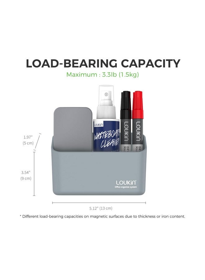 loukin Magnetic Marker Holder, Dry Erase Marker Holder, Remote Control Holder, Magnetic Storage Organizer for Whiteboard or Refrigerators (Gray) - Image 4