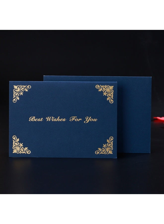 أفضل الأمنيات لك بطاقة -بطاقة تهنئة زهور مصغرة ذات ظرف، وأظرف ذات طابع رقائقي، فارغ في الداخل لرسالتي الشخصية (أزرق)