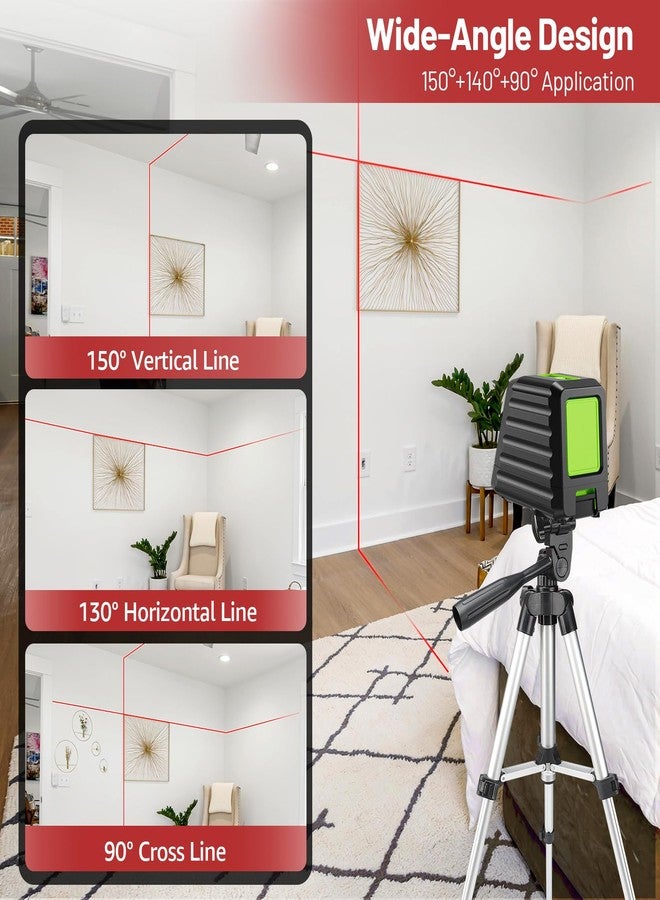 Huepar Laser Level with Tripod, Huepar 150Ft Red Self Leveling Lazer Levels Outdoor Use, 150° Vertical Green Cross Line Level Tool for Picture Hanging, Tile, Construction Project - Pulse Mode (25.6in Tripod) - Image 2