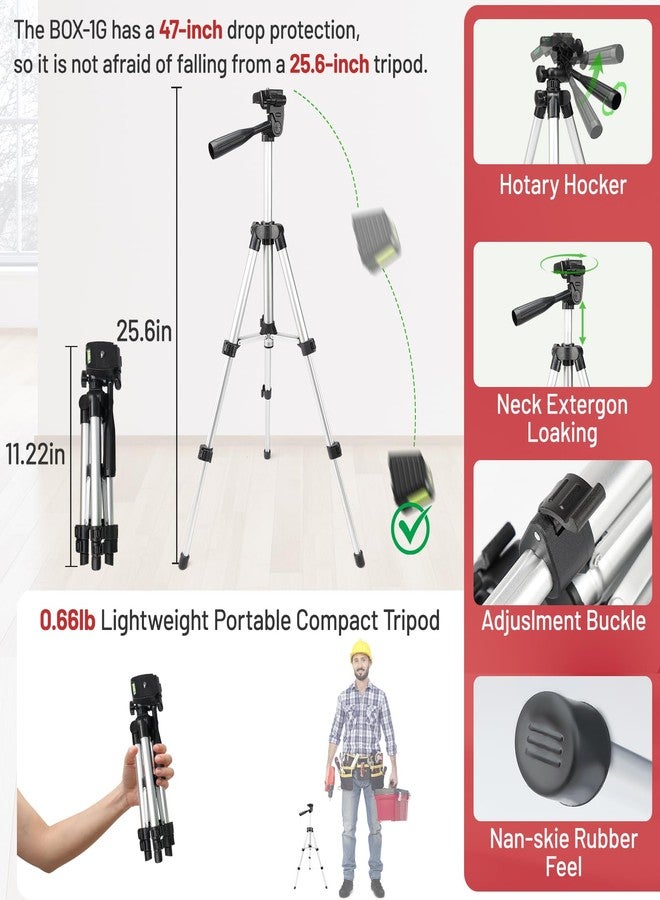 Huepar Laser Level with Tripod, Huepar 150Ft Red Self Leveling Lazer Levels Outdoor Use, 150° Vertical Green Cross Line Level Tool for Picture Hanging, Tile, Construction Project - Pulse Mode (25.6in Tripod) - Image 4