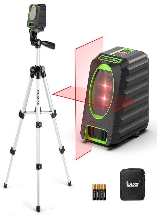 Huepar Laser Level with Tripod, Huepar 150Ft Red Self Leveling Lazer Levels Outdoor Use, 150° Vertical Green Cross Line Level Tool for Picture Hanging, Tile, Construction Project - Pulse Mode (25.6in Tripod) - Image 1