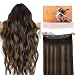 DOORES Wire Hair Extensions 12 Inch 70g Remy Human Wire Hair Extensions Invisible Transparent Line Adjustable Hairpieces Secret Extensions Straight Hair Balayage Dark Brown to Chestnut Brown - Image 2