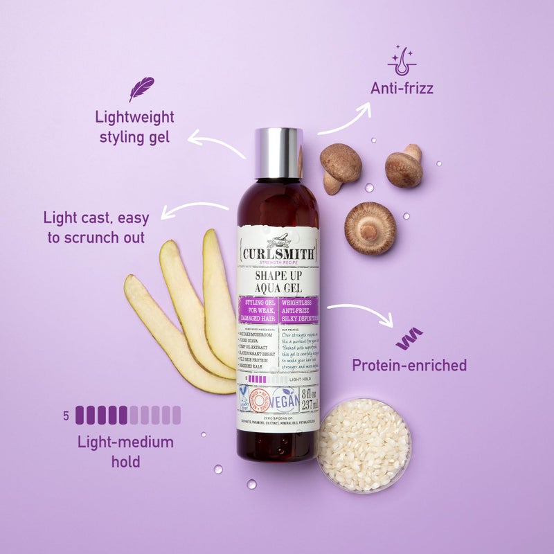 CURLSMITH â€“ Shape Up Aqua Gel, Lightweight Styling Gel with Proteins for Damaged Hair (8 fl oz) - Image 4