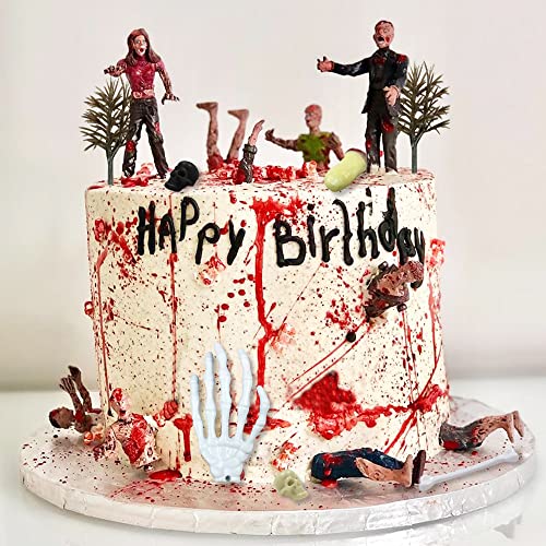 KDPATFAV 17 PCS Zombie Cake Decoration Zombie Cake Toppers Zombie Figure Themed Party Decorations for Halloween Birthday Weeding Party Cake Decorations - Image 1