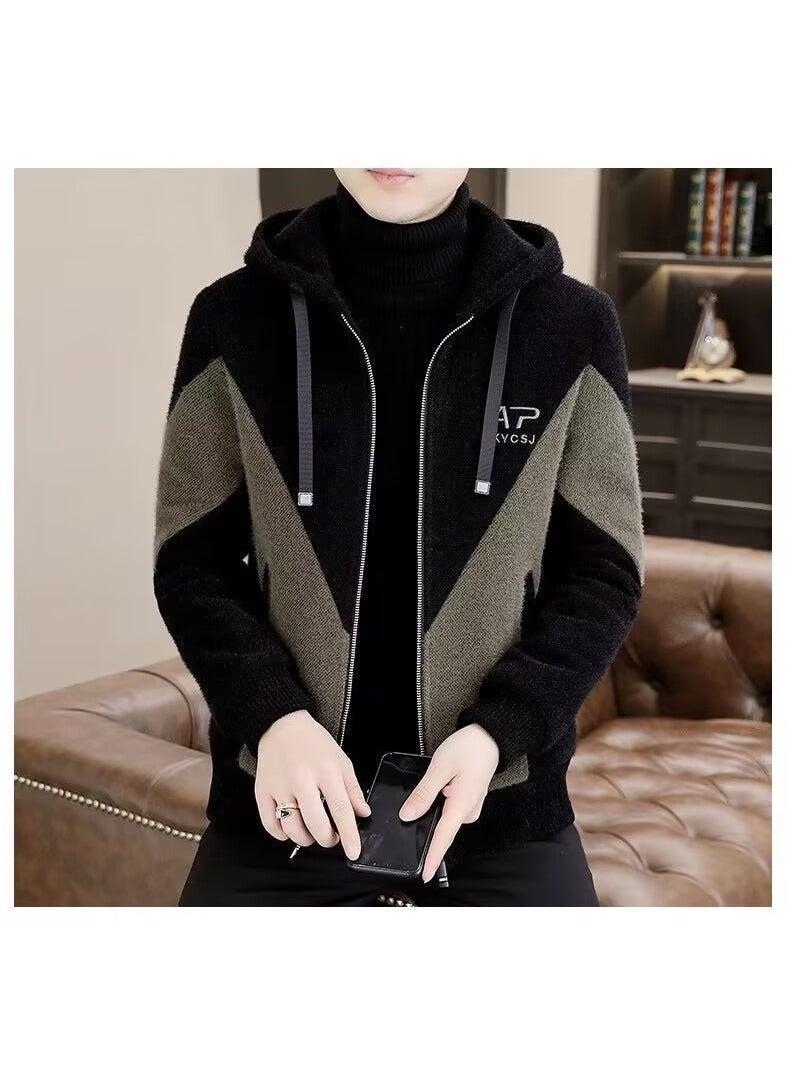 Generic - 2023 Autumn Winter Mens Hooded Wool Coat Korean Casual High-end Coat Brown - Image 1