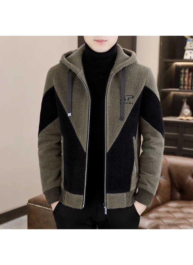 Generic - 2023 Autumn Winter Mens Hooded Wool Coat Korean Casual High-end Coat Brown - Image 1