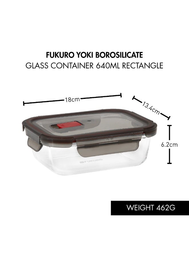 Fukuro Yoki Borosilicate Rectangle Airtight Glass Container (640ml) - Image 1