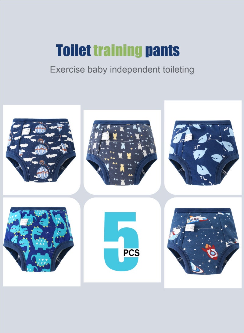 URbazaar Baby Potty Training Underwear for Boys and Girls, 5 Pack Absorbent Training Pants for Toddlers with Printed Reusable Cotton Toilet Training Pants for 8-13kg Kids (2-4 Years) - Image 2