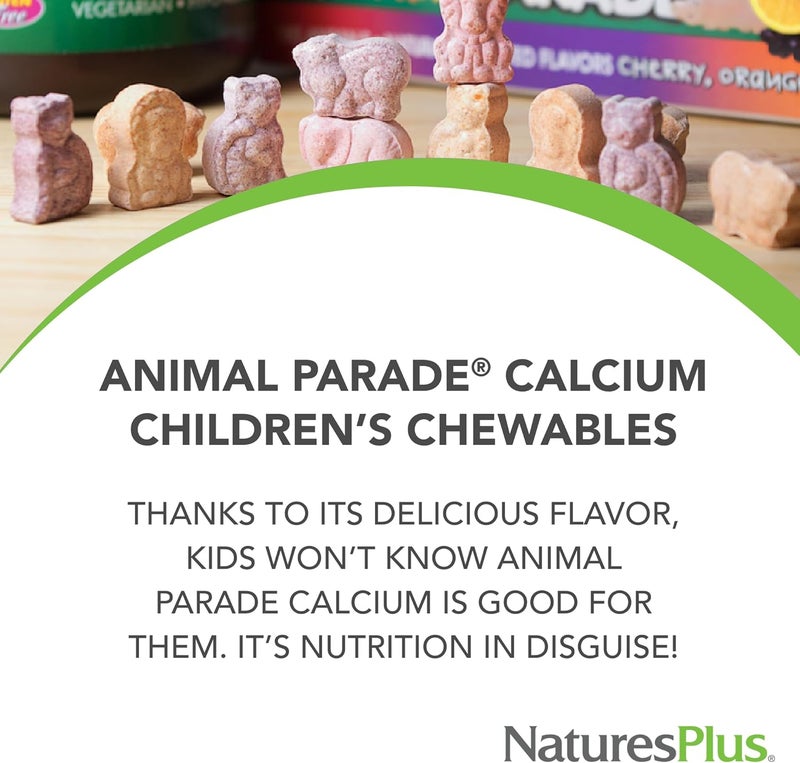 NaturesPlus Animal Parade Calcium Vanilla Sundae Flavor  90 AnimalShaped Chewable Tablets  Promotes Healthy Bones  Vegan Gluten Free  90 Total Servings - Image 3