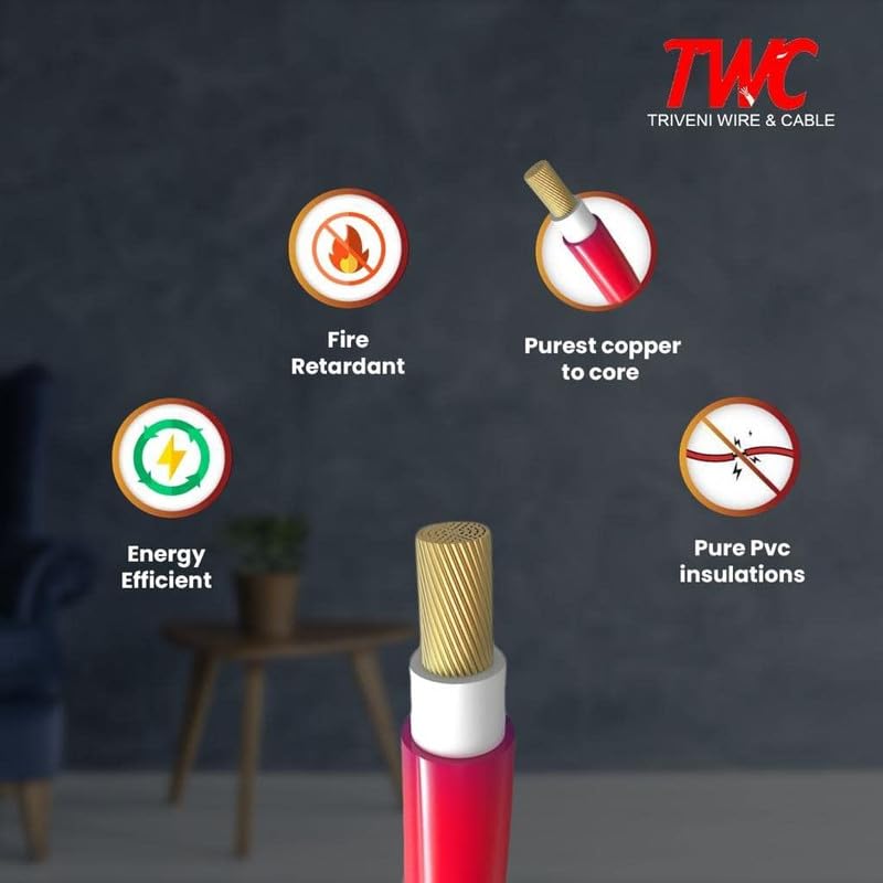 TWC Advance Single Core Electrical Wire Red 45 Meter 4 SQMM PVC electrical insulated copper wire Cable for Domestic Industrial Connection purpose Flame Resistant - Image 2