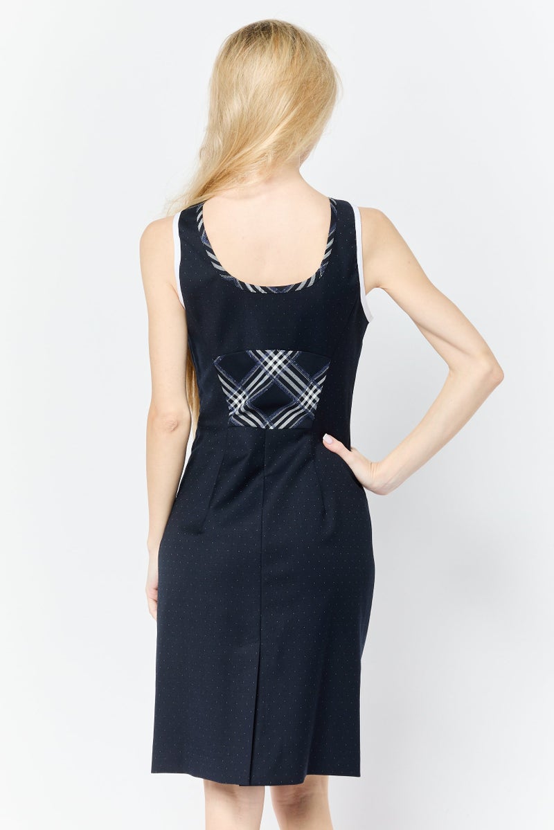 Harmont & Blaine Women Microdot Midi Dress, Navy - Image 4