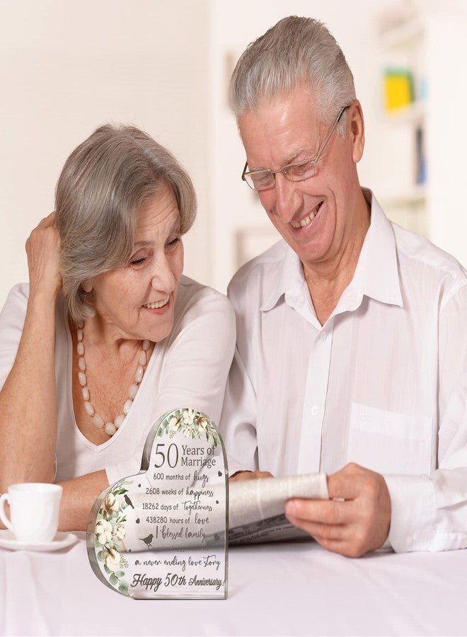 Yulejo Wedding Gift for Her: 50th Anniversary Keepsake Acrylic Heart Decor (White, 15.1 x 15.1 x 1.4 cm / 5.9 x 5.9 x 0.55 inches) - Image 5