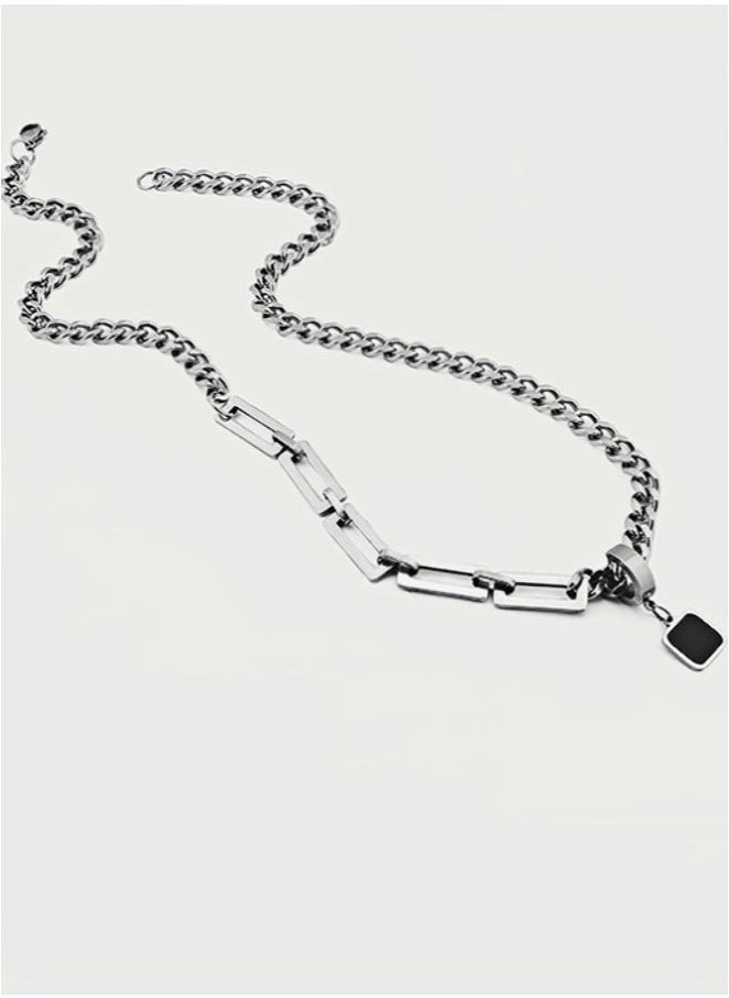 GIFT Minimalist Cuban Chain Necklace For Men, Dual Use Detachable Earnail Pendant Splicing Titanium Steel Lock Chain  - Image 5