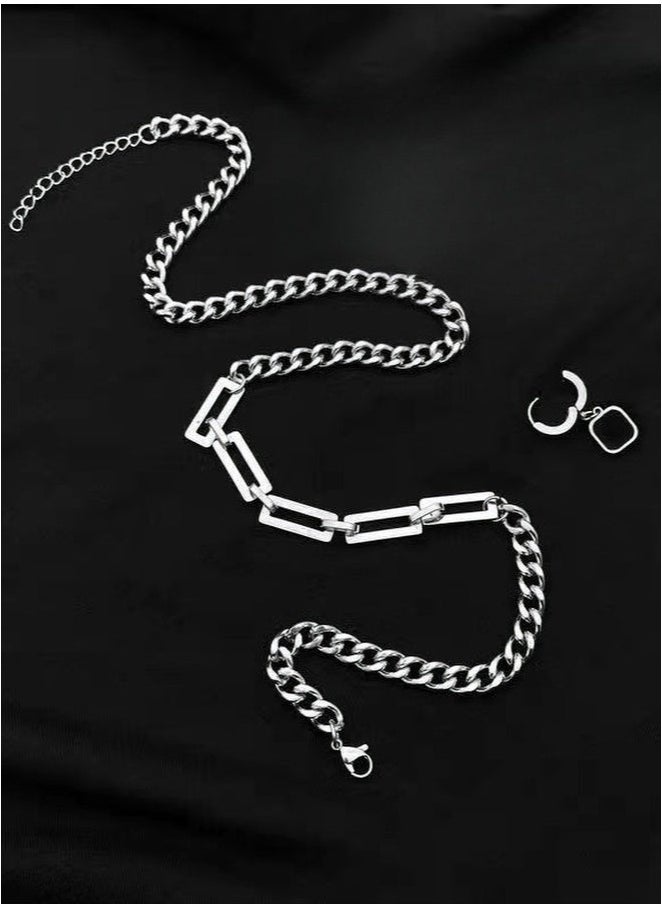 GIFT Minimalist Cuban Chain Necklace For Men, Dual Use Detachable Earnail Pendant Splicing Titanium Steel Lock Chain  - Image 4