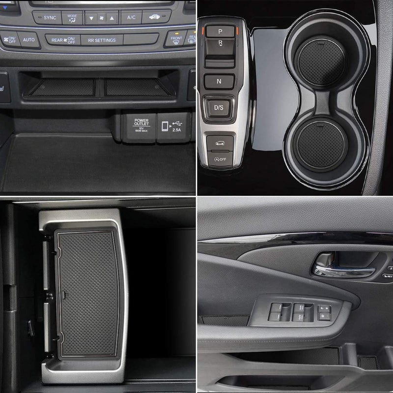 Auovo Door Mats for Honda Pilot 2016-2022 - Custom Fit Anti Dust Mats Inserts (31pcs/Set) - Black Trim - Image 1