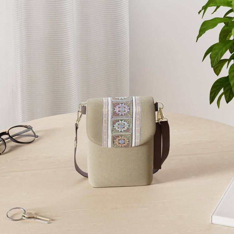 SILKAREA Boho Embroidered Small Crossbody Bag Cell Phone Purse for Women Wristlet Wallet Shoulder Bag (Army Green) - Image 2