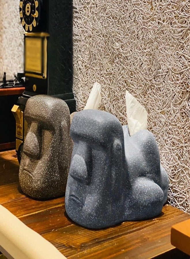 Kelendle Resin Tissue Box Holder Funny Moai Butt Tissue Holder Decorative Paper Storage Box Napkin Storage Box Organizer Facial Tissue Box Holder for Bathroom Bedroom Desk Table Office White - Image 4