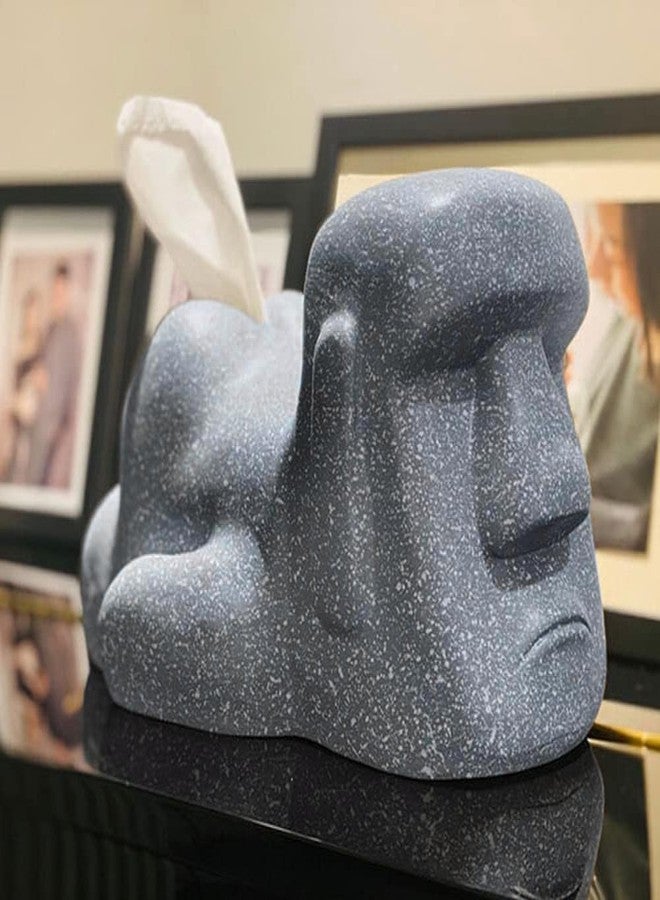 Kelendle Resin Tissue Box Holder Funny Moai Butt Tissue Holder Decorative Paper Storage Box Napkin Storage Box Organizer Facial Tissue Box Holder for Bathroom Bedroom Desk Table Office White - Image 2