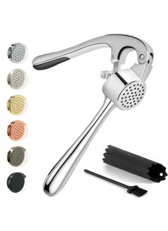 RAQTA Premium Garlic Press | Garlic Mincer Set with Silicone Roller Peeler & Cleaning Brush | Rust-Proof, Dishwasher Safe & Easy to Use  - Image 1