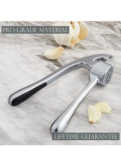 RAQTA Premium Garlic Press | Garlic Mincer Set with Silicone Roller Peeler & Cleaning Brush | Rust-Proof, Dishwasher Safe & Easy to Use  - Image 2