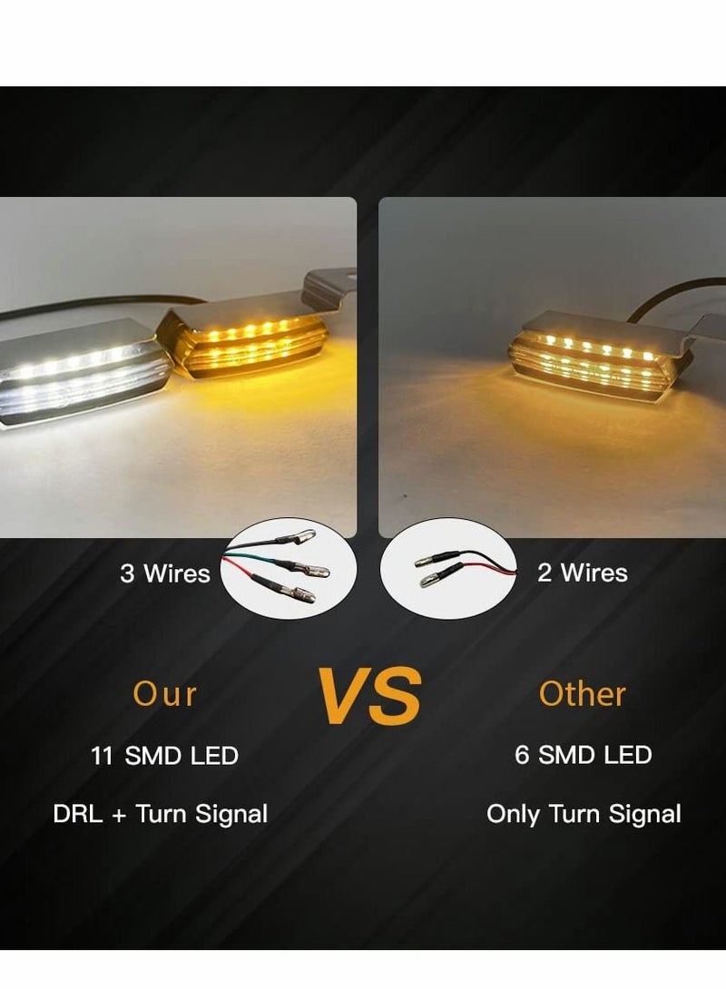 SYOSI Motorcycle LED Turn Signals, Front Sequential Indicators 3 Wire Handlebar Blinkers with Running Lights - Image 4