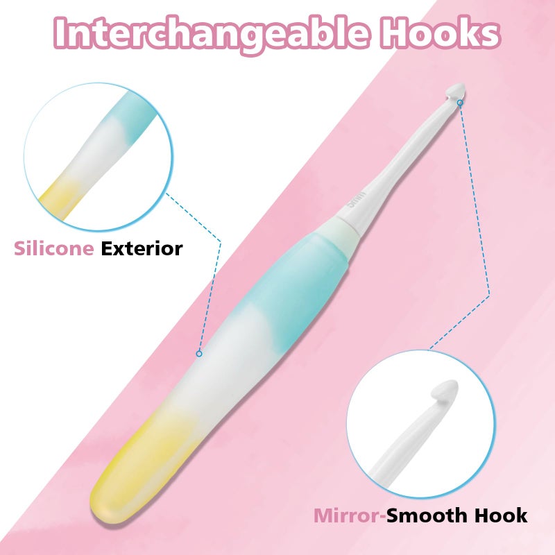 Monipair Crochet Hooks Set - Gel-Infused Jelly Touch Ergonomic Handle, 10 Sizes Interchangeable, All-in-One Kit with Organized Case for Beginners & Crafters - Image 4