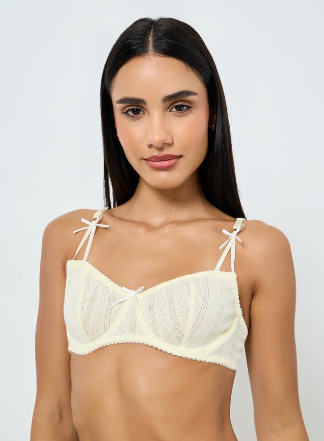 Styli Pointelle Apex Strap Non Padded Bra and Brief Set - Image 3