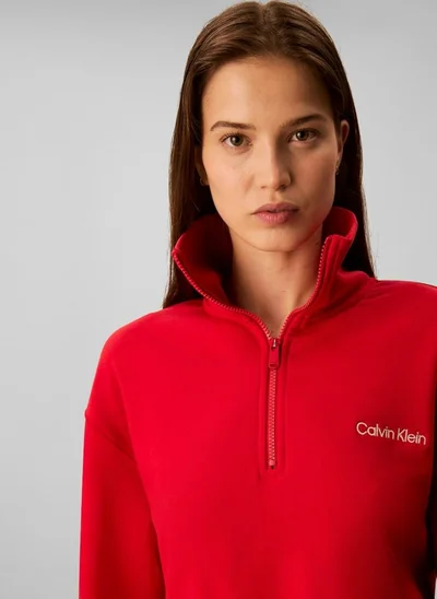 Calvin Klein Sports 1/4 ZIP SWEATER WITH RIB GRAPHIC