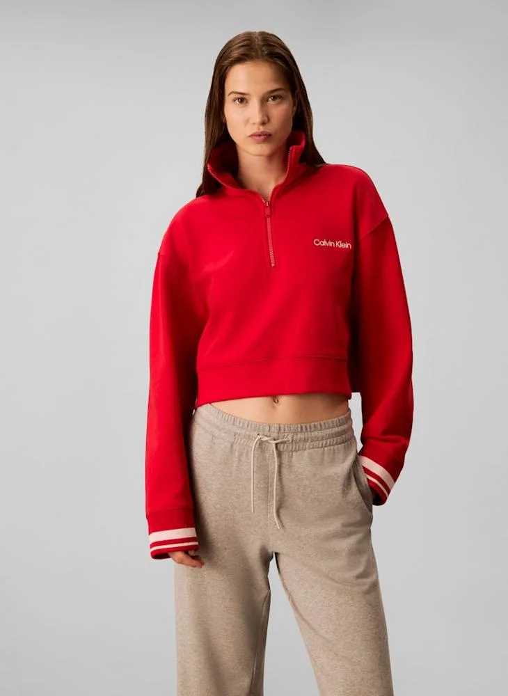 Calvin Klein Sports 1/4 ZIP SWEATER WITH RIB GRAPHIC